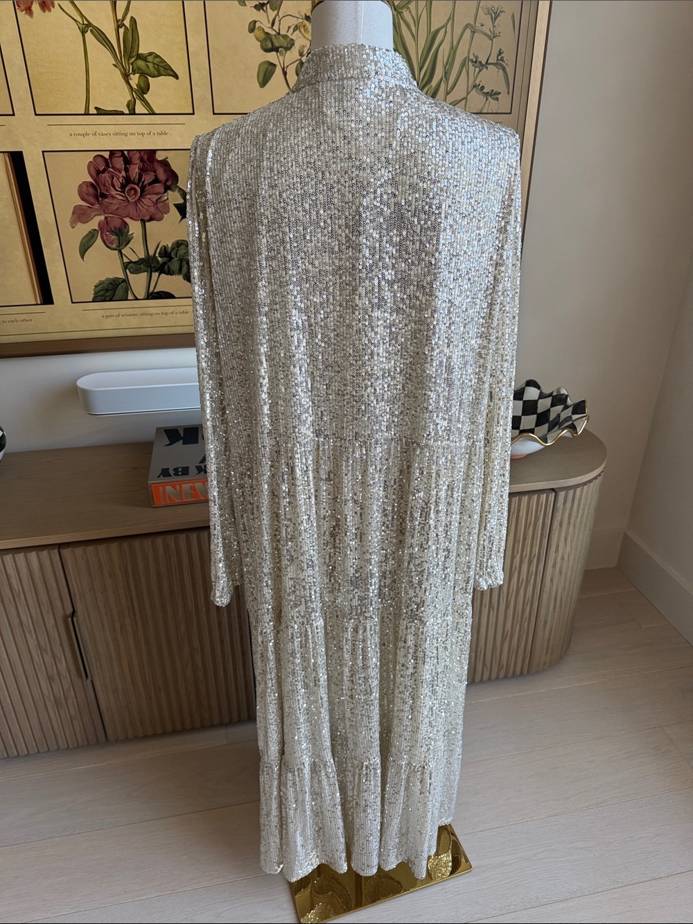 Sail to Sable STS Anne Midi Dress Silver Sequin Size XXL - Picture 6 of 12